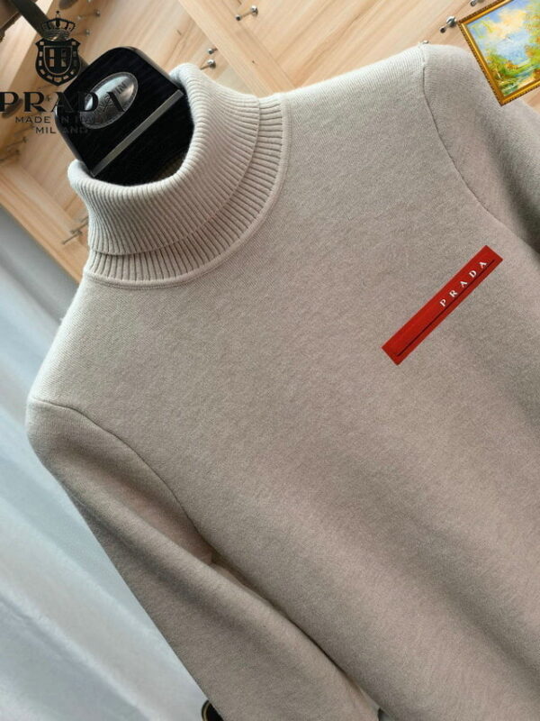 Prada Logo Neck Jumper Sweater Beige For Men