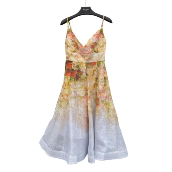 Prada Luminosity Linen And Silk Midi Dress Yellow For Women