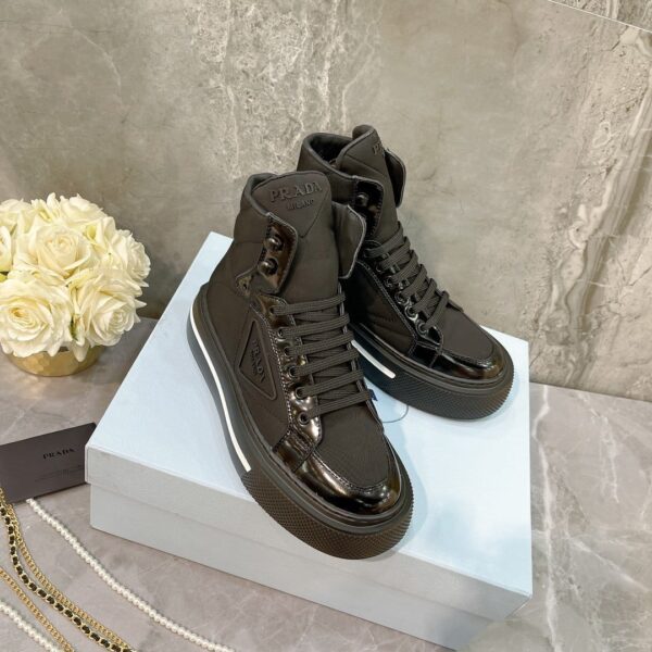 Prada Macro Re-Nylon And Brushed High-Top Sneakers Black For Women 1.8in/45mm PRD 1T642M_3LF5_F0632_F_B045