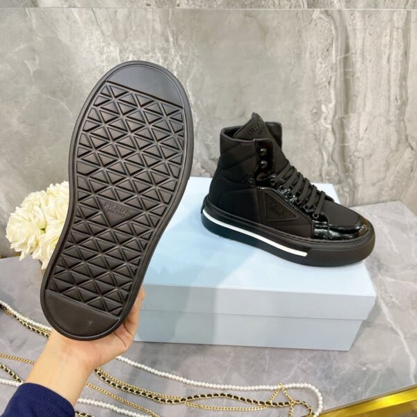 Prada Macro Re-Nylon And Brushed High-Top Sneakers Black For Women 1.8in/45mm PRD 1T642M_3LF5_F0632_F_B045