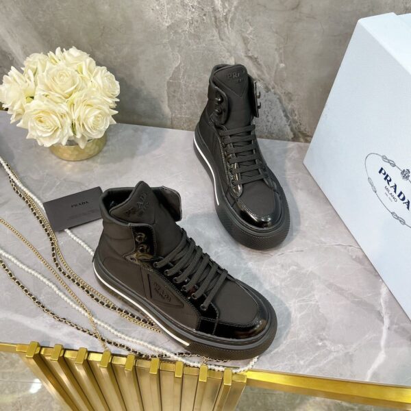 Prada Macro Re-Nylon And Brushed High-Top Sneakers Black For Women 1.8in/45mm PRD 1T642M_3LF5_F0632_F_B045
