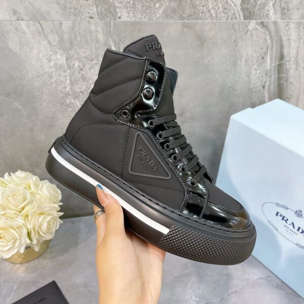 Prada Macro Re-Nylon And Brushed High-Top Sneakers Black For Women 1.8in/45mm PRD 1T642M_3LF5_F0632_F_B045