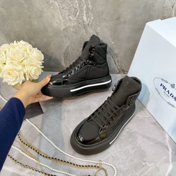 Prada Macro Re-Nylon And Brushed High-Top Sneakers Black For Women 1.8in/45mm PRD 1T642M_3LF5_F0632_F_B045