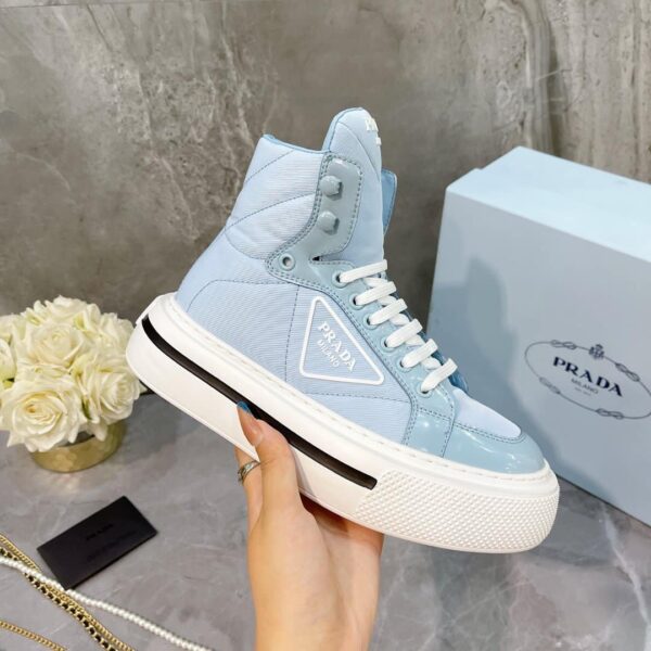 Prada Macro Re-Nylon And Brushed High-Top Sneakers Blue For Women 1.8in/45mm PRD