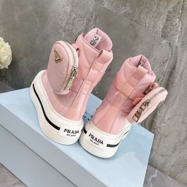 Prada Macro Re-Nylon And Brushed High-Top Sneakers Pink For Women 1.8in/45mm PRD