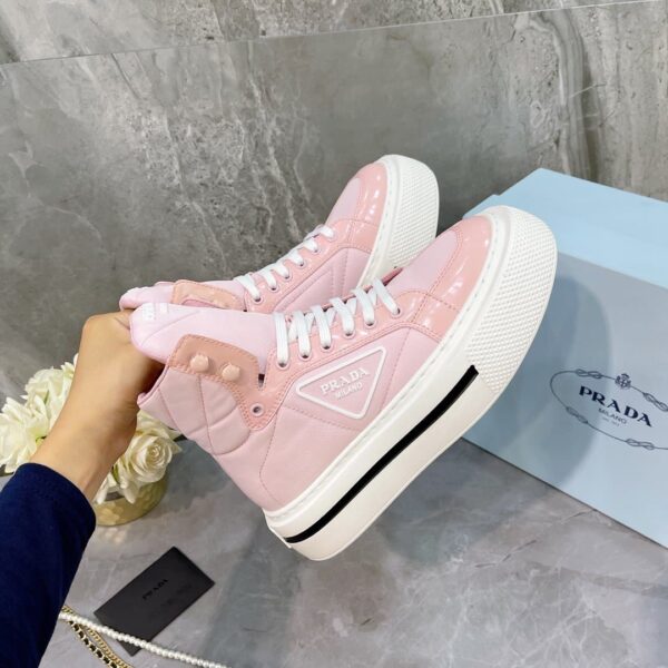 Prada Macro Re-Nylon And Brushed High-Top Sneakers Pink For Women 1.8in/45mm PRD