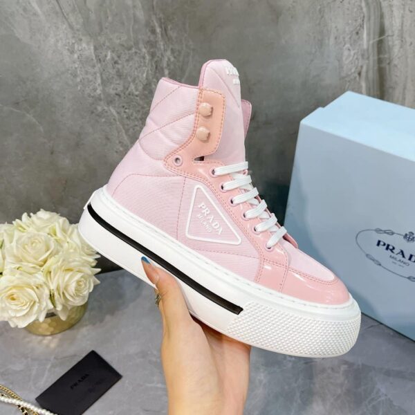 Prada Macro Re-Nylon And Brushed High-Top Sneakers Pink For Women 1.8in/45mm PRD