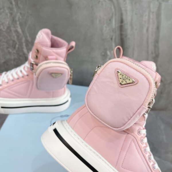 Prada Macro Re-Nylon And Brushed High-Top Sneakers Pink For Women 1.8in/45mm PRD