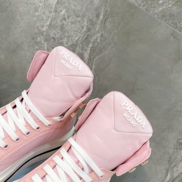 Prada Macro Re-Nylon And Brushed High-Top Sneakers Pink For Women 1.8in/45mm PRD