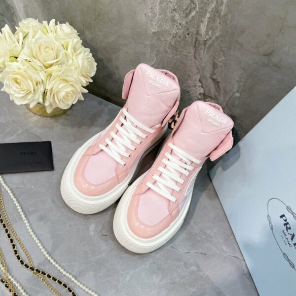 Prada Macro Re-Nylon And Brushed High-Top Sneakers Pink For Women 1.8in/45mm PRD