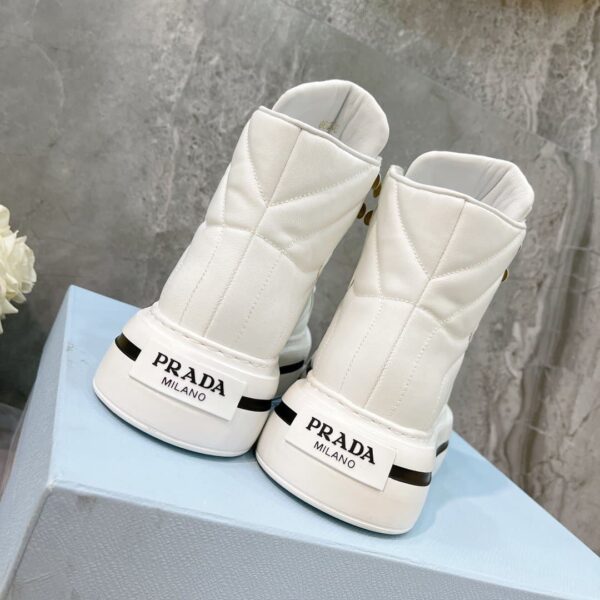 Prada Macro Re-Nylon And Brushed High-Top Sneakers White For Women 1.8in/45mm PRD 1T642M_3LF5_F0009_F_B045