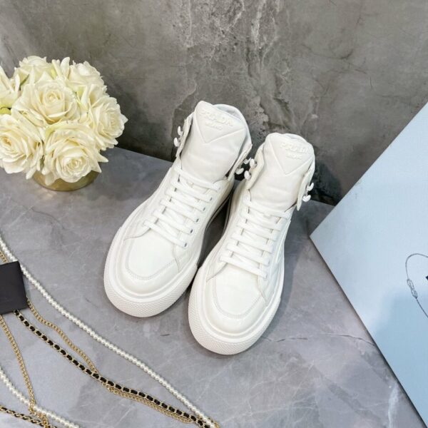Prada Macro Re-Nylon And Brushed High-Top Sneakers White For Women 1.8in/45mm PRD 1T642M_3LF5_F0009_F_B045