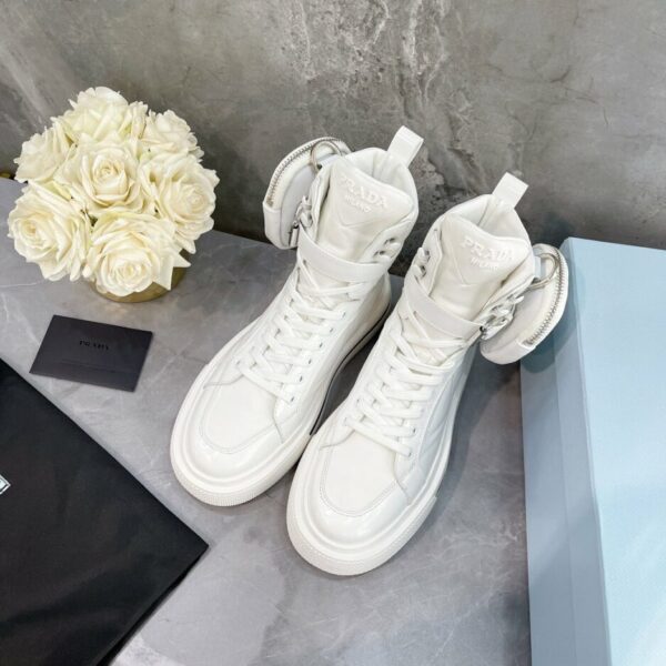 Prada Macro Re-Nylon And Brushed High-Top Sneakers White For Women 1.8in/45mm PRD