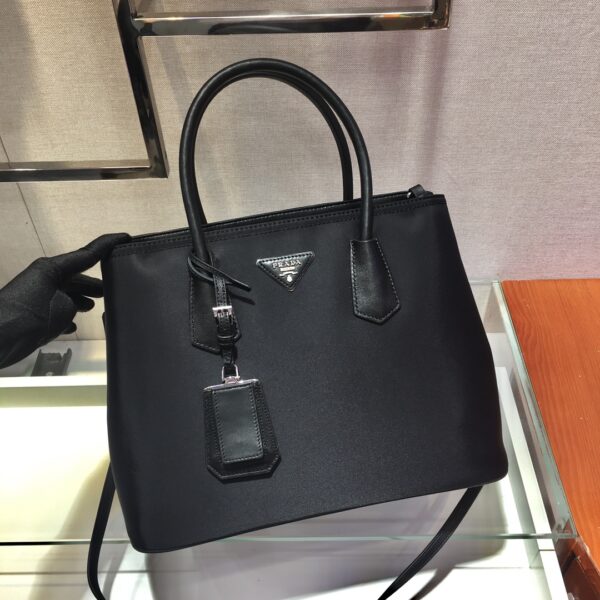 Prada Medium Saffiano Double Bag Black For Women, Women's Bags 13in/33cm 1BG775_2A4A_F0LJ4_V_OOO