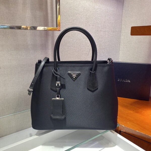 Prada Medium Saffiano Double Bag Black For Women, Women's Bags 13in/33cm 1BG775_2A4A_F0LJ4_V_OOO