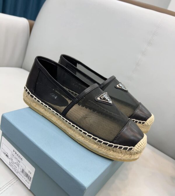 Prada Mesh And Nappa Espadrilles Black For Women 0.8in/20mm PRD 1S805M_3U09_F0002_F_020