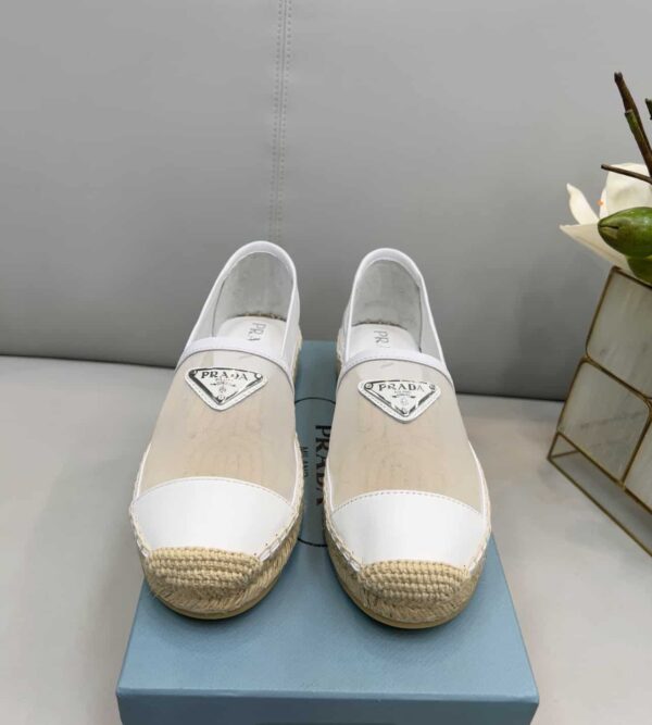 Prada Mesh And Nappa Espadrilles White For Women 0.8in/20mm PRD 