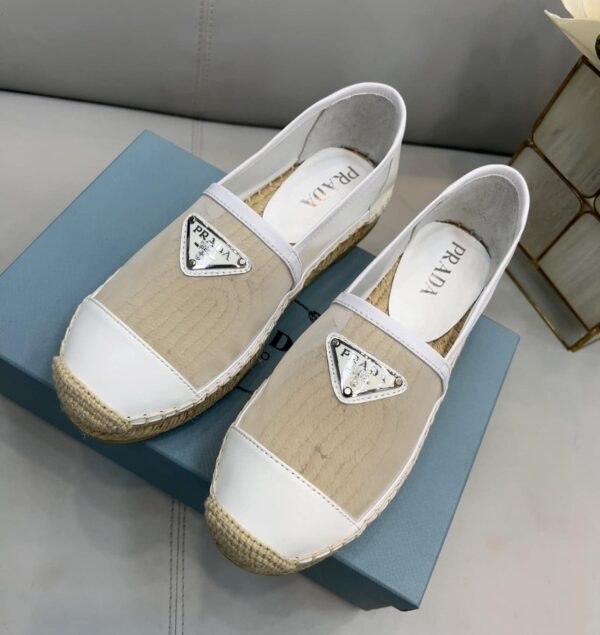 Prada Mesh And Nappa Espadrilles White For Women 0.8in/20mm PRD 