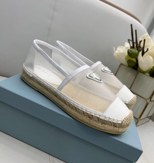 Prada Mesh And Nappa Espadrilles White For Women 0.8in/20mm PRD 