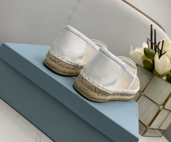 Prada Mesh And Nappa Espadrilles White For Women 0.8in/20mm PRD 