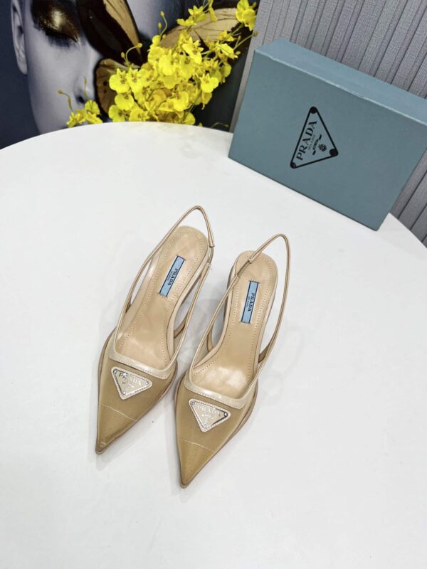 Prada Mesh Fabric Slingback Pumps Beige For Women PRD 1I828M_099_F0F24_F_045