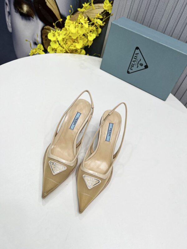 Prada Mesh Fabric Slingback Pumps Beige For Women PRD 1I828M_099_F0F24_F_045