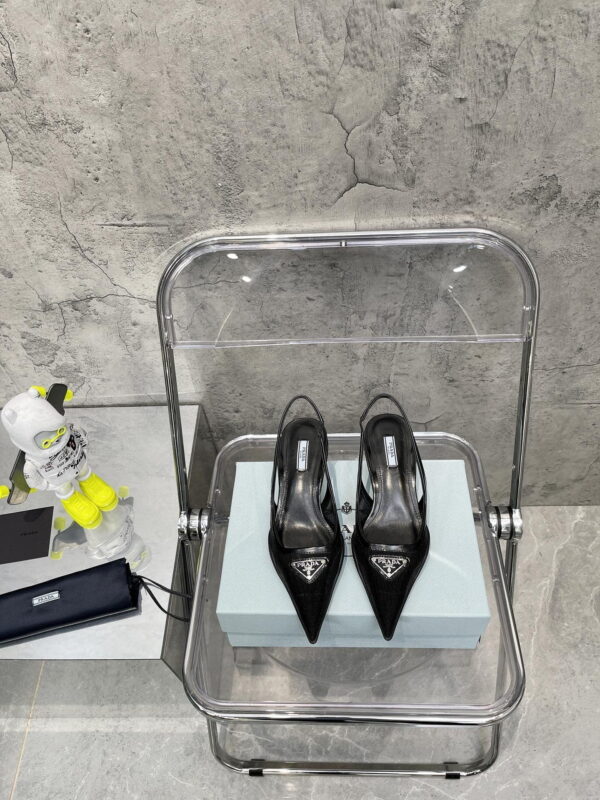 Prada Mesh Fabric Slingback Pumps Black For Women PRD 1I828M_099_F0002_F_045