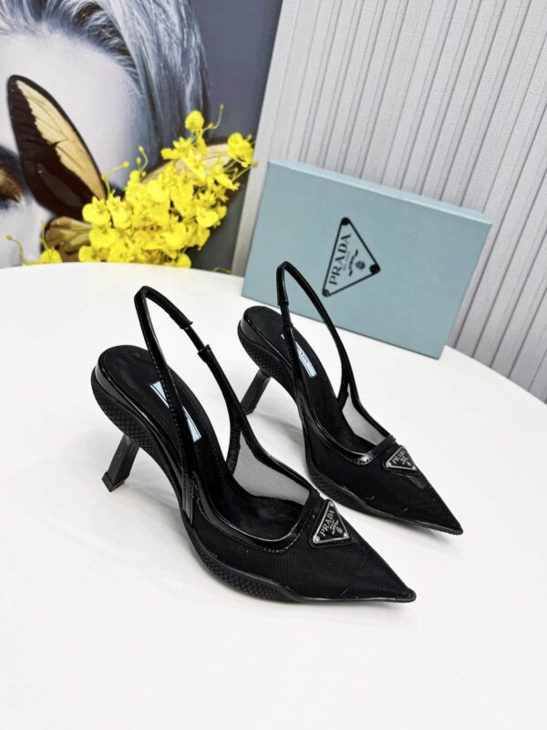 Prada Mesh Fabric Slingback Pumps Black For Women PRD 1I828M_099_F0002_F_045