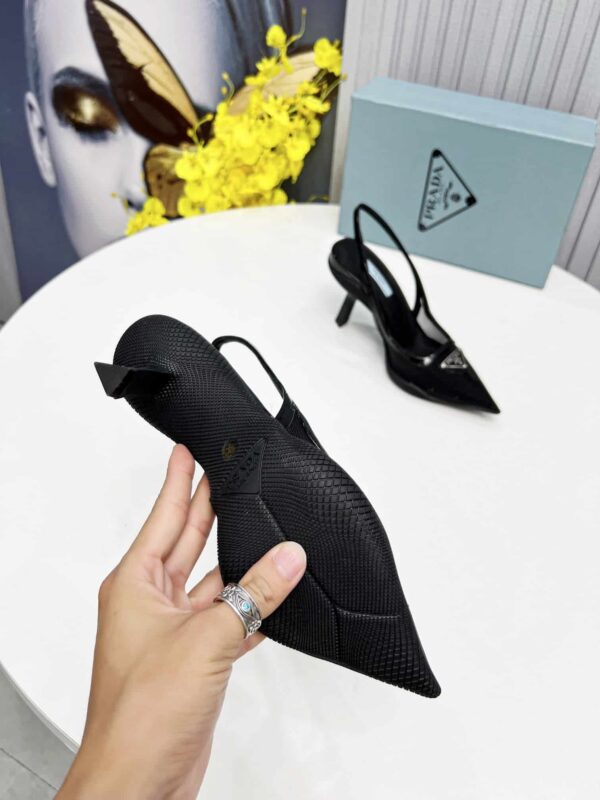 Prada Mesh Fabric Slingback Pumps Black For Women PRD 1I828M_099_F0002_F_045