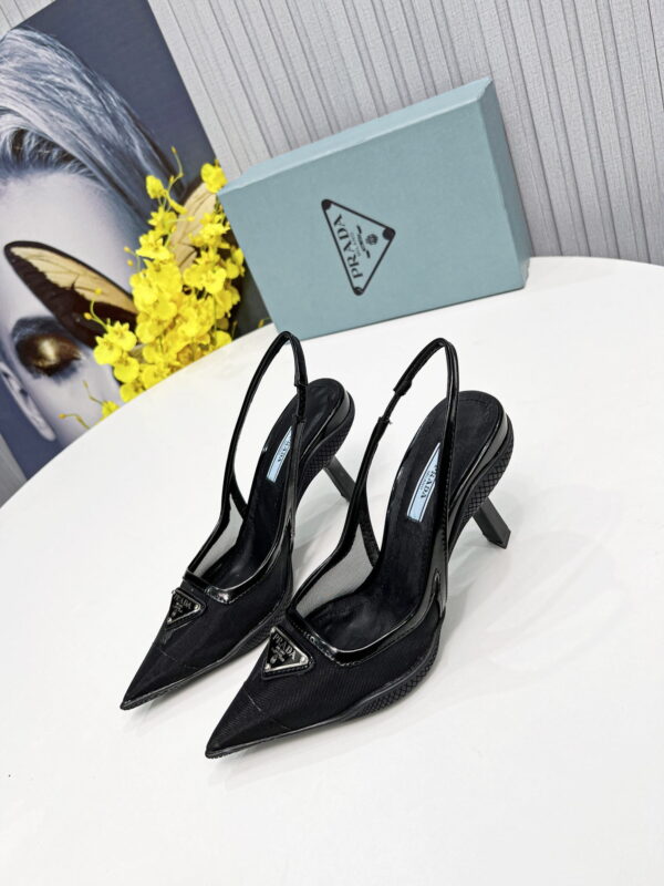 Prada Mesh Fabric Slingback Pumps Black For Women PRD 1I828M_099_F0002_F_045