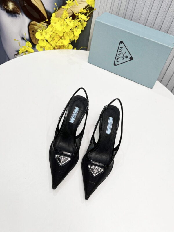 Prada Mesh Fabric Slingback Pumps Black For Women PRD 1I828M_099_F0002_F_045