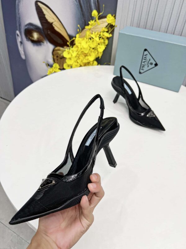 Prada Mesh Fabric Slingback Pumps Black For Women PRD 1I828M_099_F0002_F_045