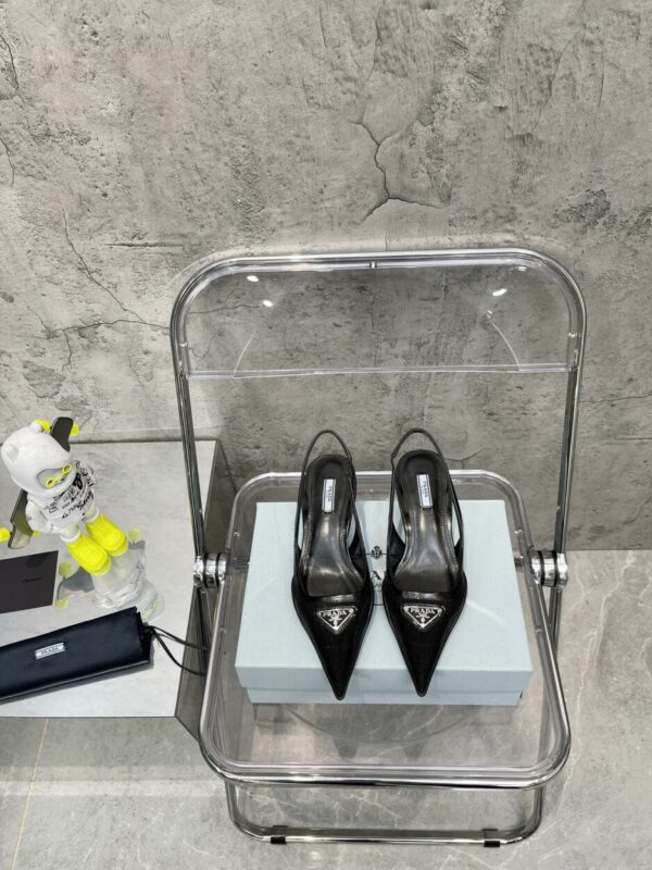 Prada Mesh Fabric Slingback Pumps Black For Women PRD 1I828M_099_F0002_F_045
