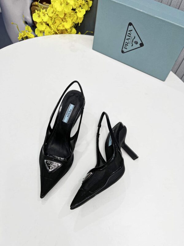 Prada Mesh Fabric Slingback Pumps Black For Women PRD 1I828M_099_F0002_F_045