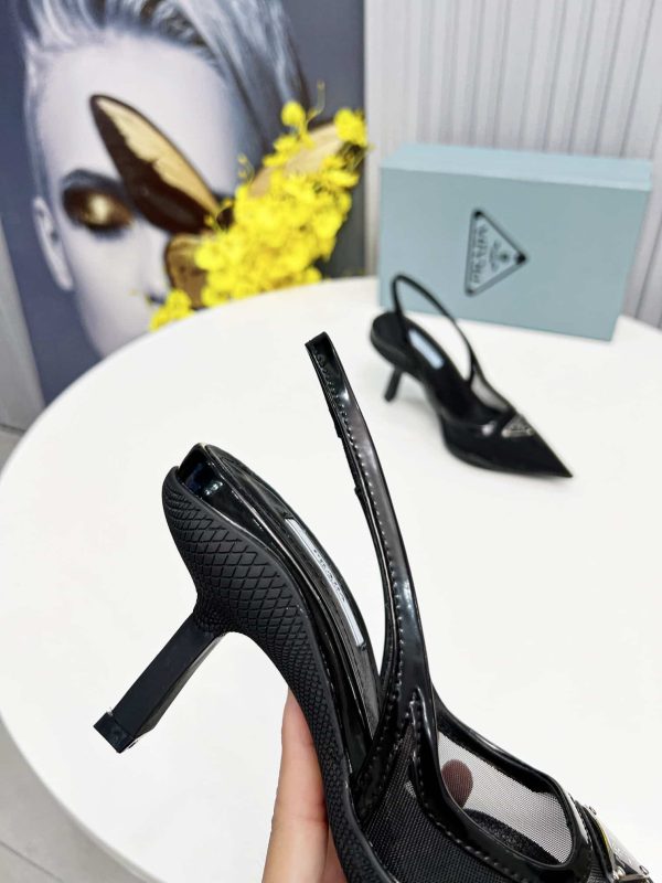 Prada Mesh Fabric Slingback Pumps Black For Women PRD 1I828M_099_F0002_F_045