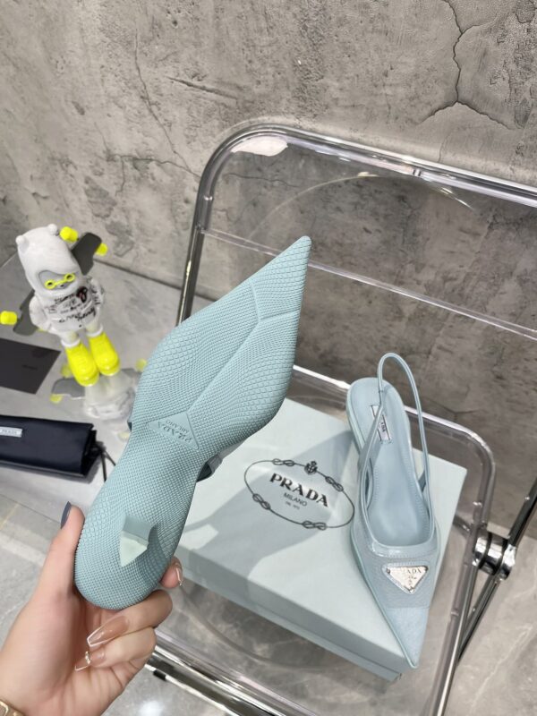 Prada Mesh Fabric Slingback Pumps Light Blue For Women PRD