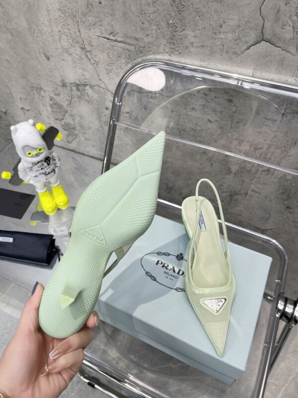 Prada Mesh Fabric Slingback Pumps Light Green For Women PRD