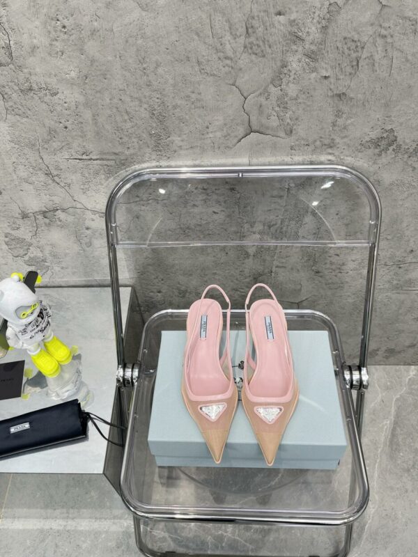 Prada Mesh Fabric Slingback Pumps Pink For Women PRD