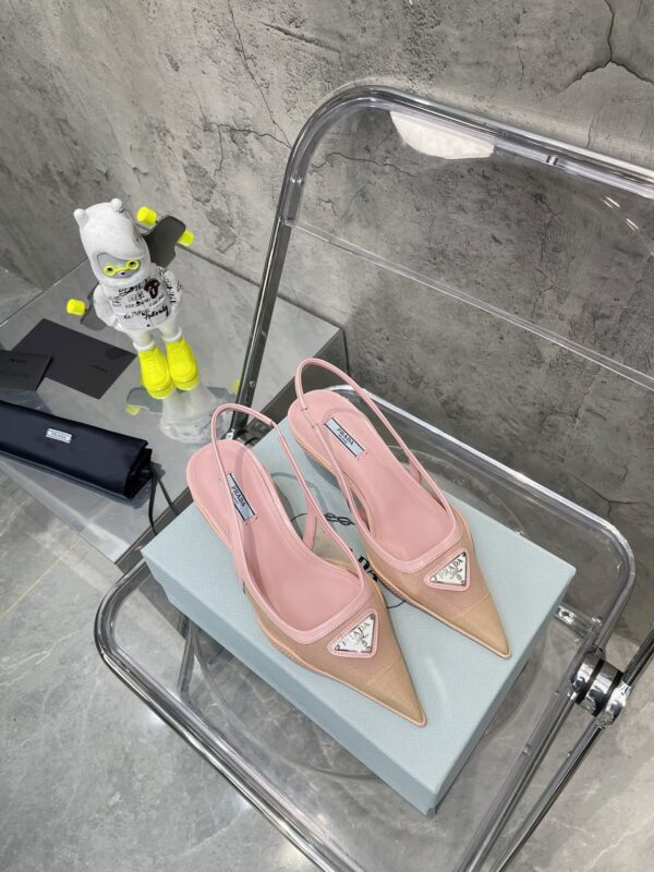Prada Mesh Fabric Slingback Pumps Pink For Women PRD