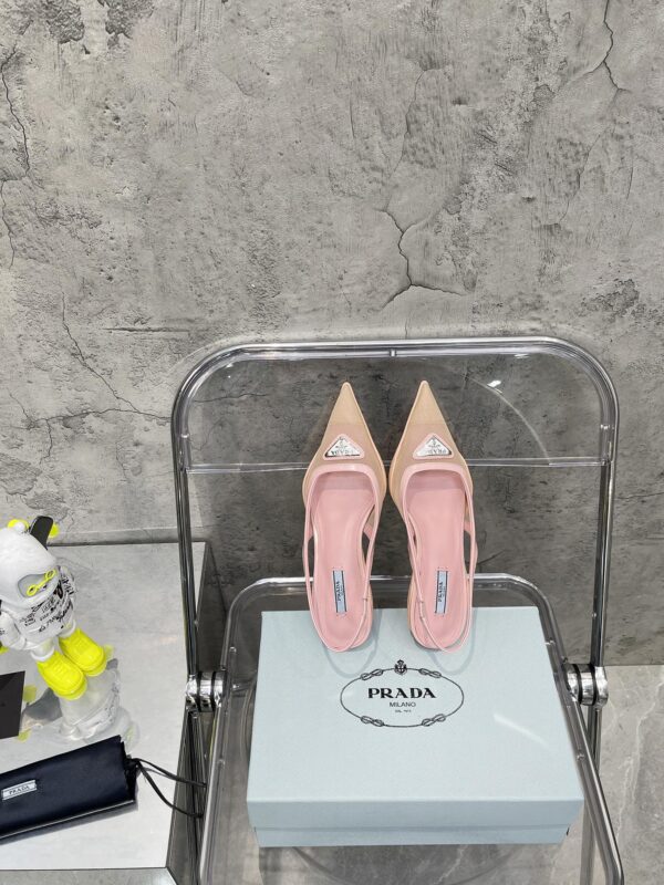Prada Mesh Fabric Slingback Pumps Pink For Women PRD