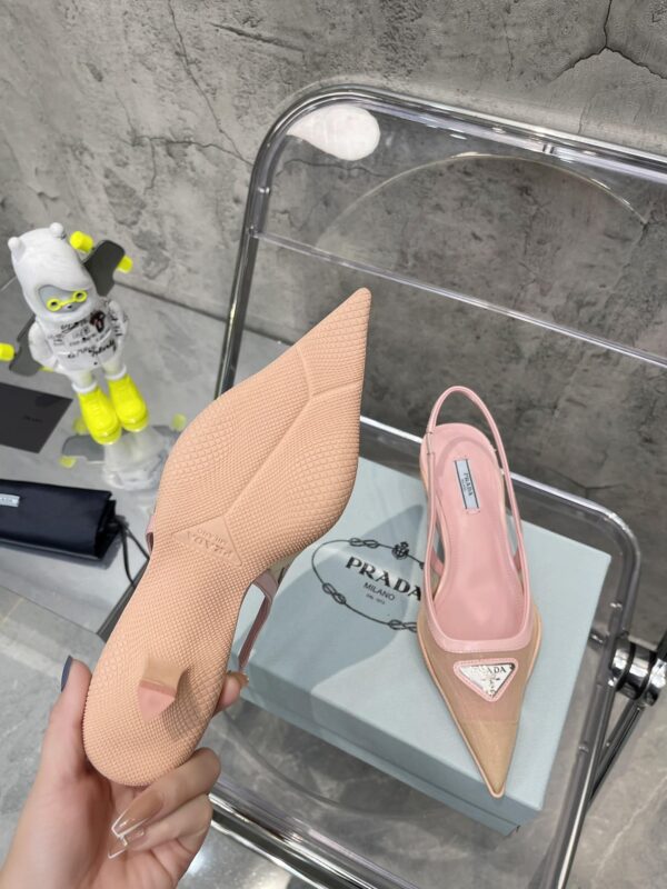 Prada Mesh Fabric Slingback Pumps Pink For Women PRD