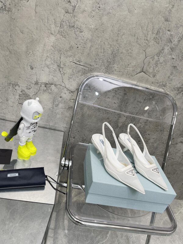 Prada Mesh Fabric Slingback Pumps White For Women PRD