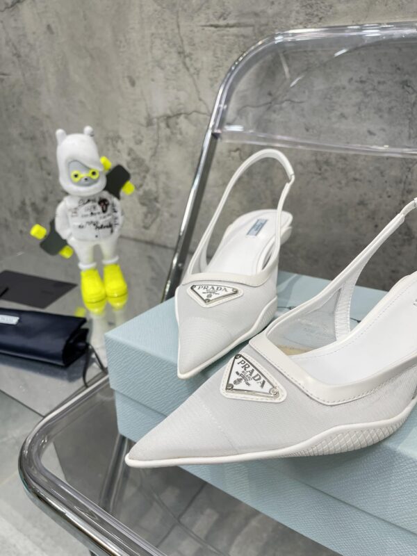 Prada Mesh Fabric Slingback Pumps White For Women PRD