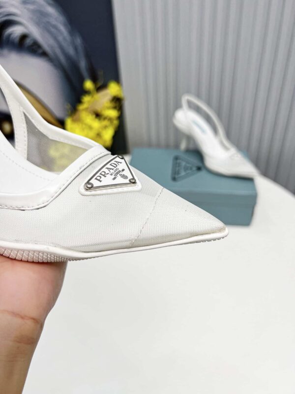 Prada Mesh Fabric Slingback Pumps White For Women PRD