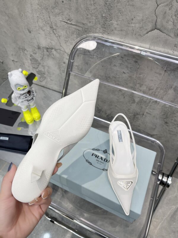 Prada Mesh Fabric Slingback Pumps White For Women PRD