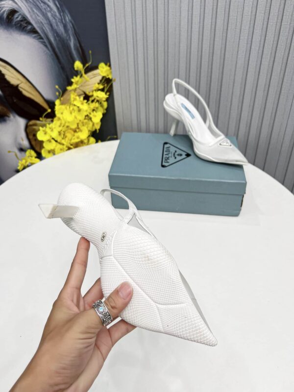 Prada Mesh Fabric Slingback Pumps White For Women PRD