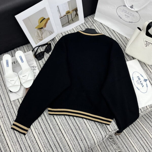 Prada Meshed Thin Knit Sweater Black For Women#