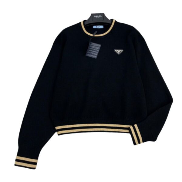 Prada Meshed Thin Knit Sweater Black For Women#