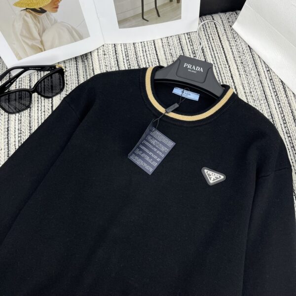 Prada Meshed Thin Knit Sweater Black For Women#