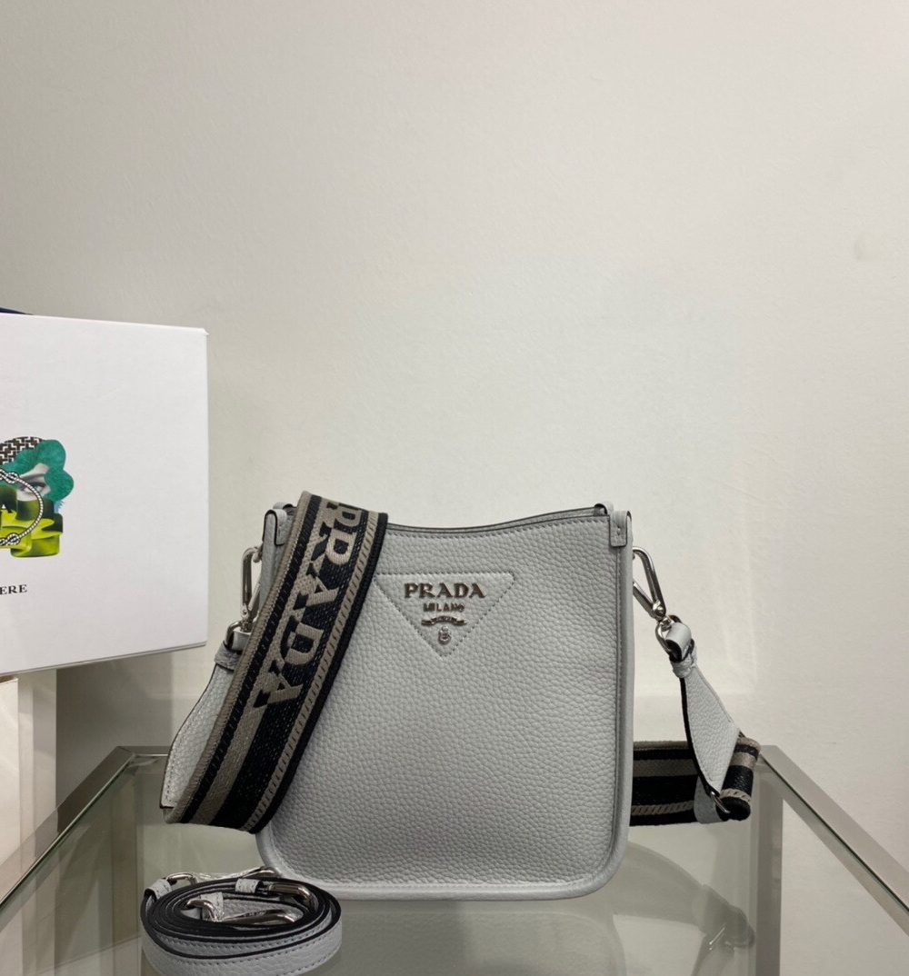 Prada Mini Shoulder Bag Grey For Women, Women's Bags 7.9in/20cm